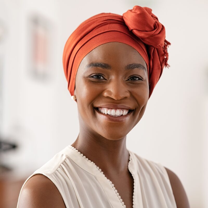 Portrait,Of,Smiling,Middle,Aged,African,American,Woman,With,Headscarf